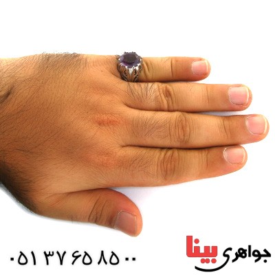 انگشتر آمتیست مردانه درشت اسلیمی _کد:11838