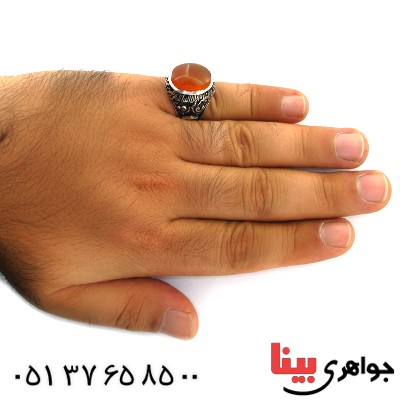 انگشتر عقیق یمنی شرف الشمس مردانه درشت کعبه _کد:1704