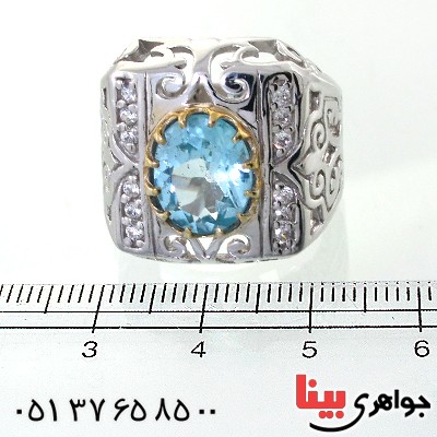 انگشتر توپاز مردانه درشت اسلیمی دور طلایی مرغوب _کد:11867