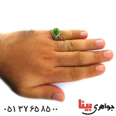 انگشتر زبرجد مردانه درشت اسلیمی دور اشکی _کد:11889