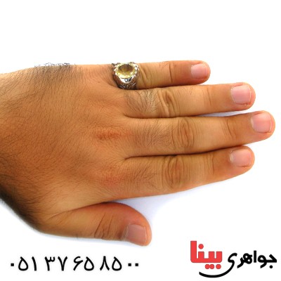 انگشتر سیترین مردانه درشت اسلیمی مرغوب _کد:11895
