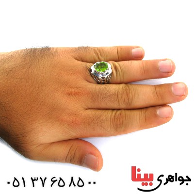 انگشتر زبرجد مردانه درشت اسلیمی شیک _کد:11899