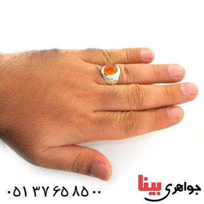 انگشتر عقیق یمنی شرف الشمس مردانه درشت اصیل _کد:12000