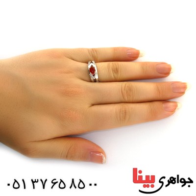 انگشتر عقیق یمنی زنانه رودیوم لوکس مدل لیلیا _کد:12004