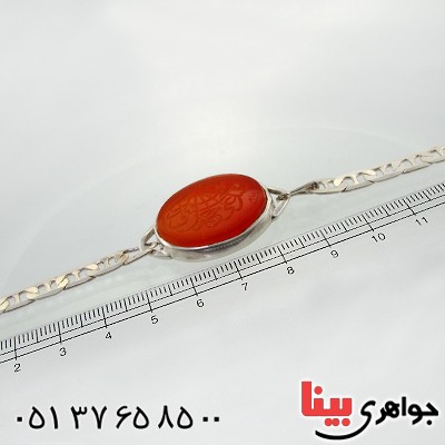 دستبند عقیق یمنی سنتی با حکاکی صلوات خط زیبای عابد _کد:1742