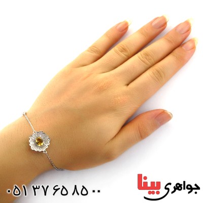 دستبند سیترین زنانه خوشرنگ مدل گلسا _کد:12177