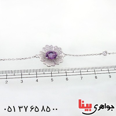 دستبند آمتیست زنانه مدل گل آرا _کد:12224