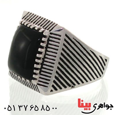 انگشتر عقیق سیاه (اونیکس) مردانه درشت شیاردار کلاسیک انگشتر عقیق سیاه (اونیکس) مردانه درشت شیاردار کلاسیک