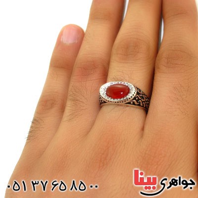 انگشتر عقیق قرمز مردانه خاص و زیبا مدل انوش _کد:12691