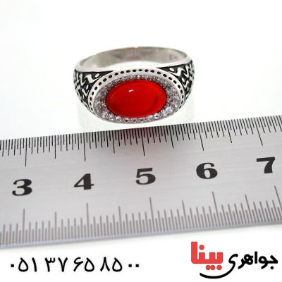 انگشتر عقیق قرمز مردانه خاص و زیبا مدل انوش _کد:12691