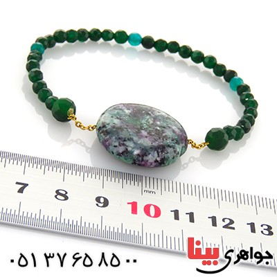 دستبند جاسپر و عقیق سبز تراش دار _کد:13042