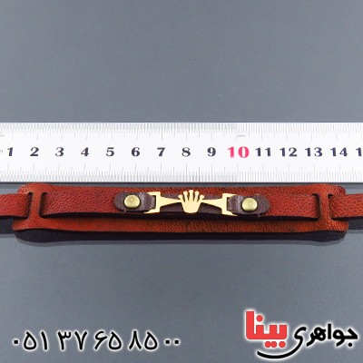 دستبند چرم و استیل طرح تاج _کد:14399