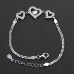 دستبند نقره زنانه رودیوم طرح قلب ها _کد:۱۶۰۶۶