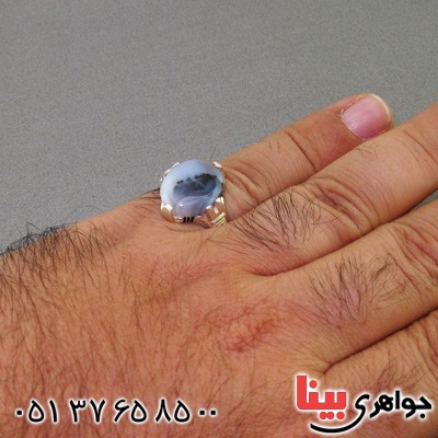 انگشتر عقیق یمنی شجری مصور مردانه _کد:16118