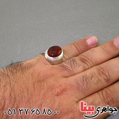 انگشتر عقیق یمنی ناب درشت مردانه با حرز امام جواد _کد:2355