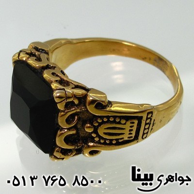 انگشتر عقیق سیاه (اونیکس) سنتاتیک تاجی