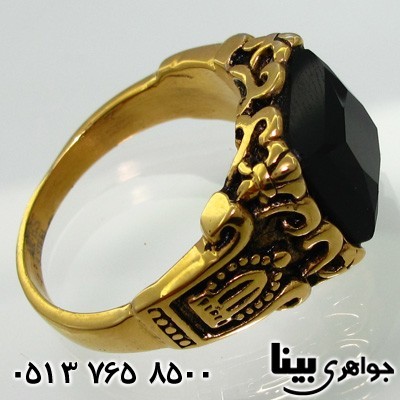 انگشتر عقیق سیاه (اونیکس) سنتاتیک تاجی