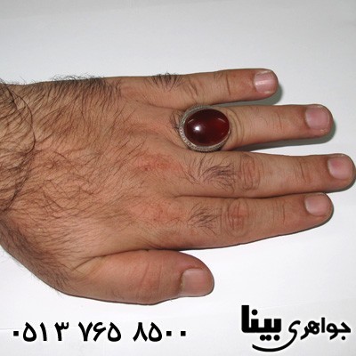 انگشتر عقیق یمنی مردانه نگین طرح ابری