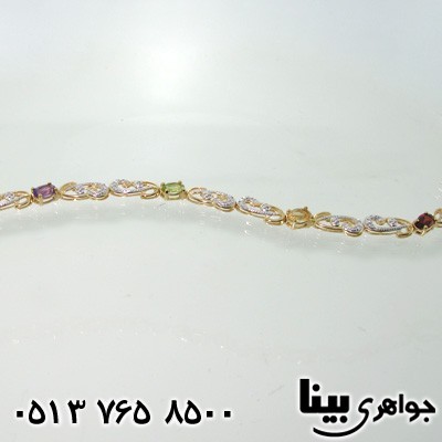 دستبند چند جواهر زنانه الماس و یاقوت 1701
