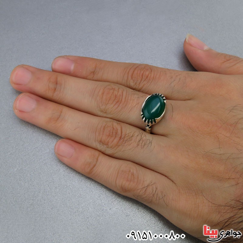 انگشتر عقیق سبز مردانه بسیار زیبا _کد:24894