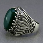 انگشتر عقیق سبز مردانه بسیار زیبا _کد:۲۵۳۷۴