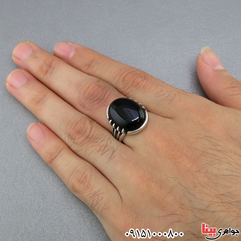 انگشتر عقیق سیاه (اونیکس) خاص ، زیبا و شیک مردانه _کد:25799
