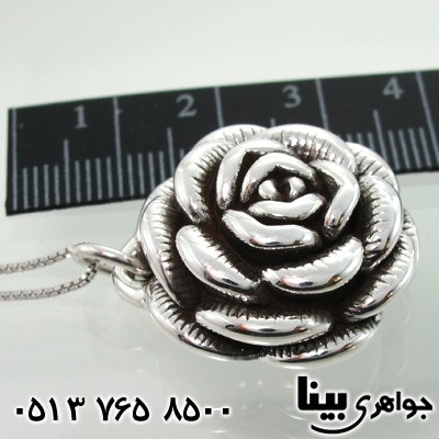 گردنبند نقره زنانه گل رز سه بعدی
