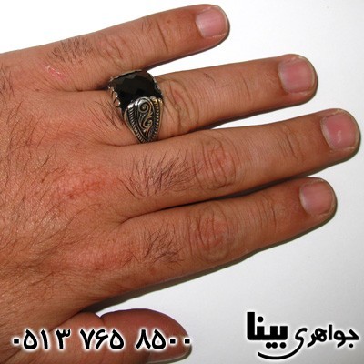 انگشتر عقیق سیاه (اونیکس) مردانه طرح قرینه