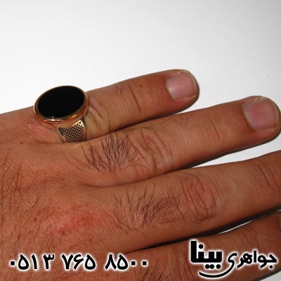 انگشتر عقیق سیاه (اونیکس) مردانه با رکاب سفارشی