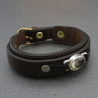دستبند سیترین با بند چرمی خاص سفارشی با سنگ دلخواه شما 