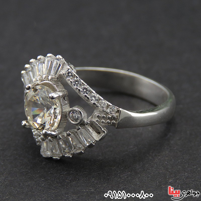 انگشتر الماس روسی (موزانایت) زنانه خاص رودیوم زیبا _کد:28443