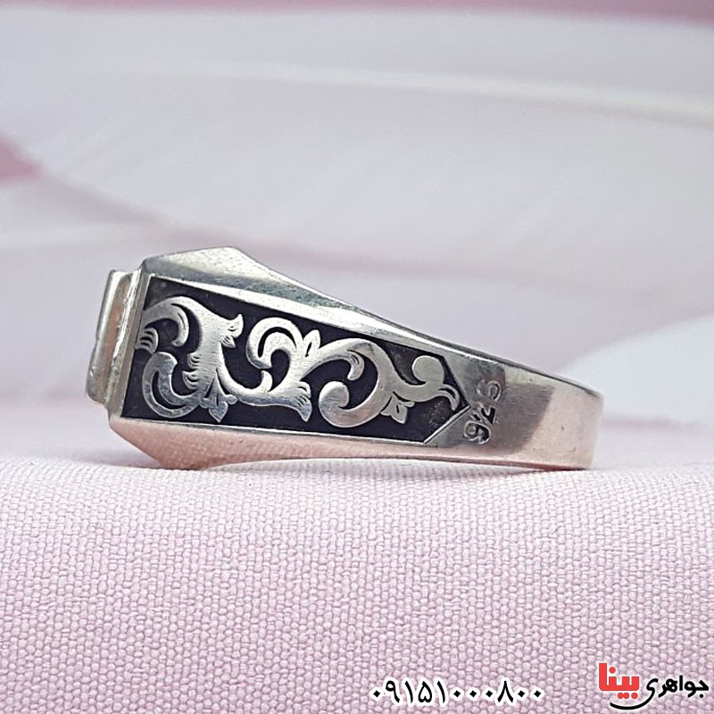انگشتر نقره دست ساز زیبا همراه با حرز امام جواد _کد:29802