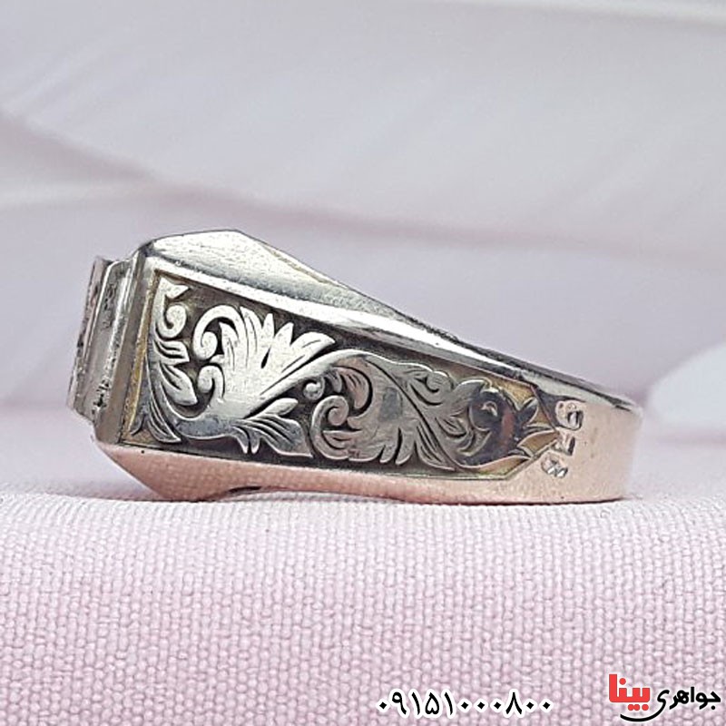 انگشتر نقره مردانه زیبا دست ساز همراه با حرز امام جواد _کد:29803