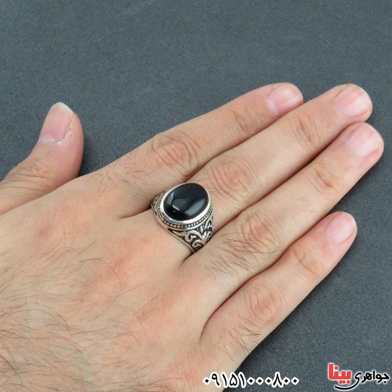 انگشتر عقیق سیاه (اونیکس) مردانه خاص _کد:30996
