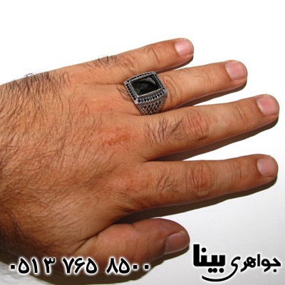 انگشتر عقیق سیاه (اونیکس) تراش ترکیبی