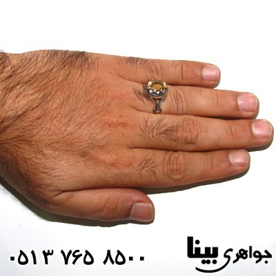 انگشتر سیترین هشت چنگ مردانه