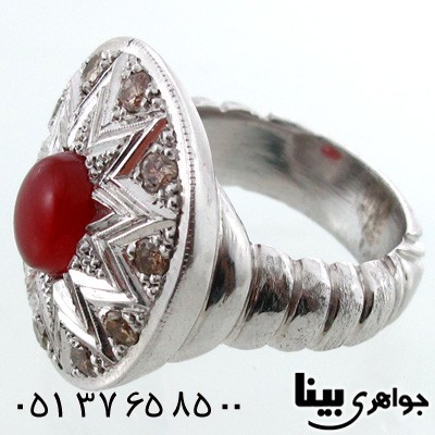 انگشتر چند جواهر الماس و عقیق یمنی مردانه