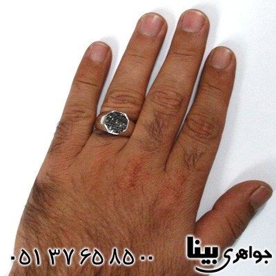 انگشتر عقیق سیاه (اونیکس) مردانه شش ضلعی
