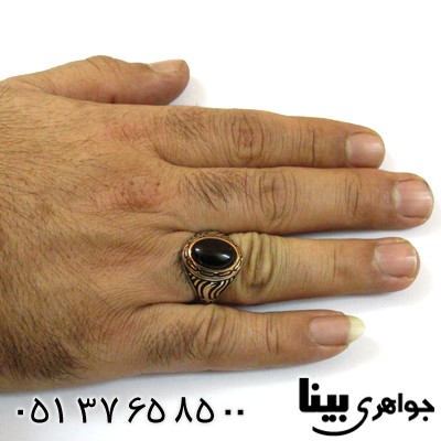 انگشتر عقیق سیاه (اونیکس) مردانه طرح ذوالفقار