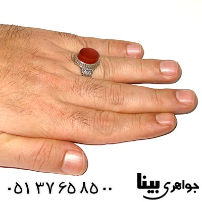 انگشتر عقیق قرمز مردانه خوشرنگ _کد:7566
