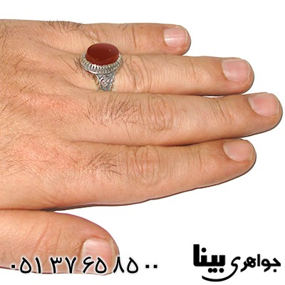 انگشتر عقیق قرمز مردانه درشت _کد:7595