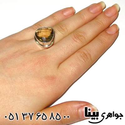 انگشتر سیترین زنانه درشت مهتاب _کد:7632