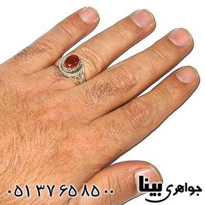 انگشتر عقیق یمنی مردانه شبکه ای _کد:7646