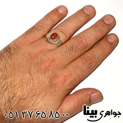 انگشتر عقیق یمنی مردانه سنتی شبکه کاری _کد:7736