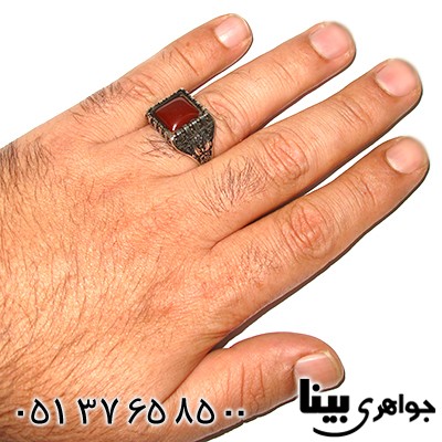 انگشتر عقیق قرمز مردانه بسم الله _کد:7772
