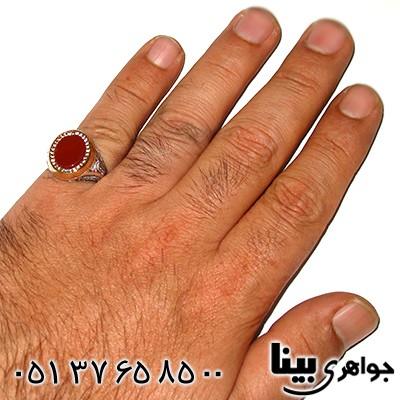 انگشتر عقیق قرمز مردانه با نگین های اتمی _کد:7779