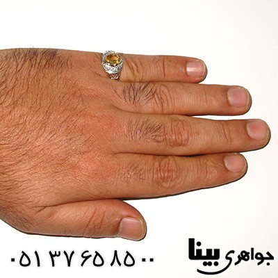 انگشتر سیترین مردانه اسلیمی رادیوم لوکس _کد:7817