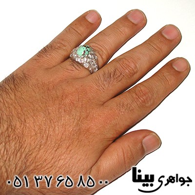 انگشتر فیروزه نیشابوری شجری مردانه رادیوم لوکس _کد:7823