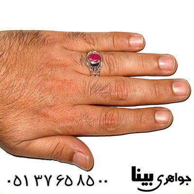 انگشتر یاقوت سرخ مردانه یا علی یا فاطمه رادیوم لوکس _کد:7836