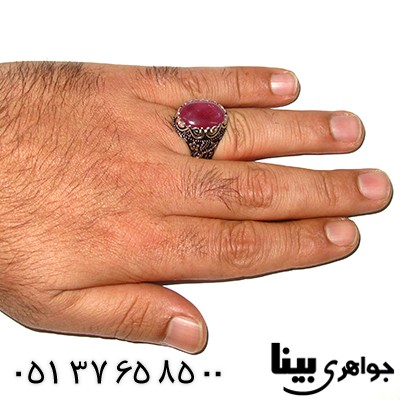 انگشتر یاقوت سرخ مردانه درشت یا حسین رادیوم لوکس _کد:7850